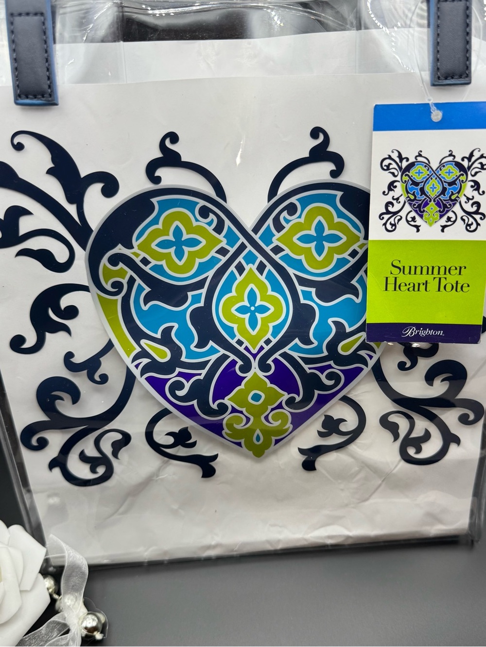 Brighton Clear Summer Heart Tote with Blue & Green accent color